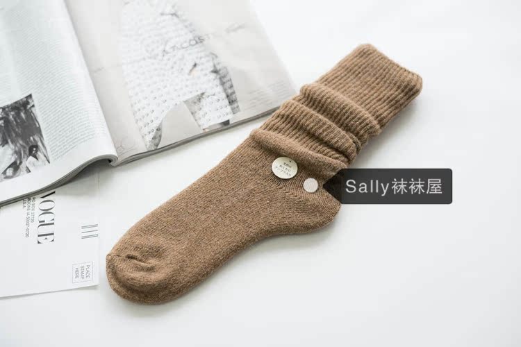 Mùa thu và mùa đông mặt bích dày cashmere màu rắn vớ vớ len nữ vớ Nhật Bản vớ vớ retro dày vớ vớ thổ cẩm
