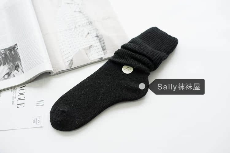 Mùa thu và mùa đông mặt bích dày cashmere màu rắn vớ vớ len nữ vớ Nhật Bản vớ vớ retro dày vớ vớ thổ cẩm