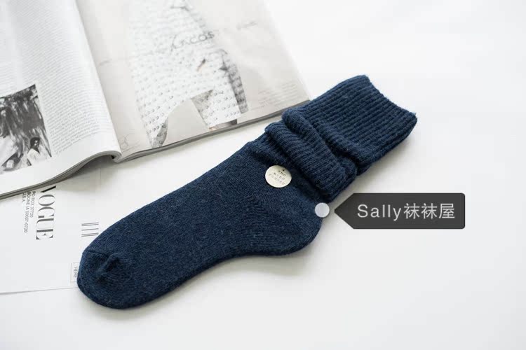 Mùa thu và mùa đông mặt bích dày cashmere màu rắn vớ vớ len nữ vớ Nhật Bản vớ vớ retro dày vớ vớ thổ cẩm