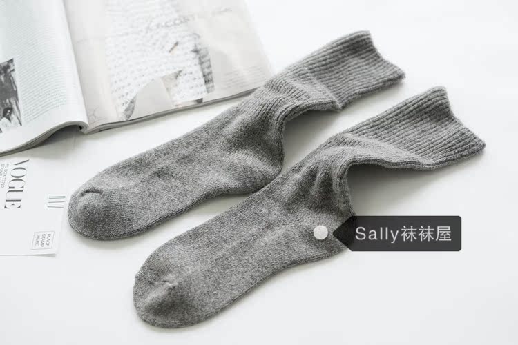 Mùa thu và mùa đông mặt bích dày cashmere màu rắn vớ vớ len nữ vớ Nhật Bản vớ vớ retro dày vớ vớ thổ cẩm