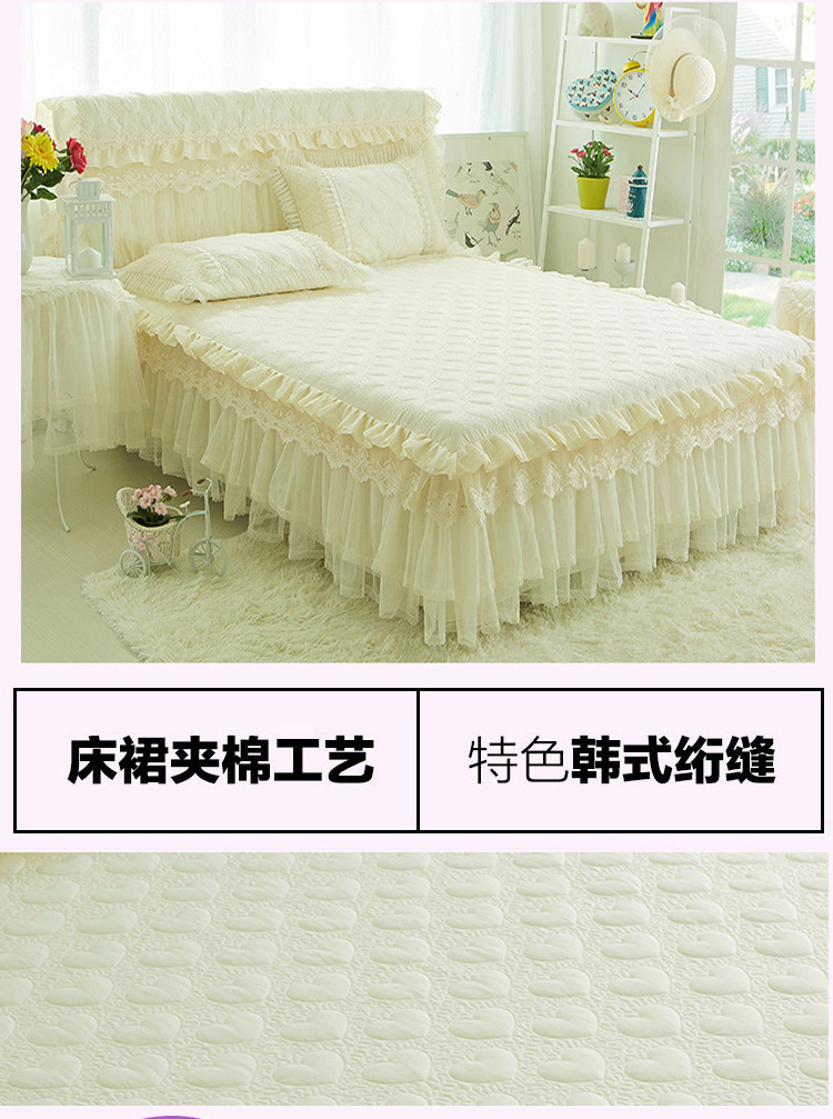 Đám cưới châu Âu không lớn màu đỏ trải giường bọc chăn bông gối ba bộ ren công chúa gió 1,8m mét - Váy Petti váy giường