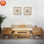 Mới Trung Quốc hiện đại tối giản kết hợp sofa Elm không sơn Zen ghế sofa gỗ rắn bàn cà phê bàn ​​trà bàn ghế phòng khách - Bộ đồ nội thất ghế thông minh