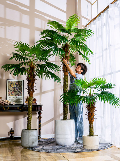Large Artificial Palm Tree, Areca Palm, Tropical Green Plant, Bionic Fake Tree, Indoor and Outdoor Floor-Standing Decorative Landscaping Ornament