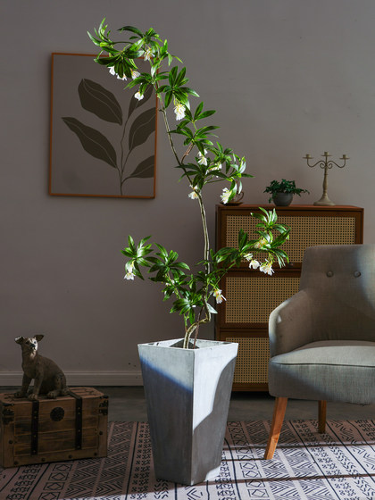 Exquisite Artificial Water Stone Banyan Tree, Fake Plant, Fake Flower Tree, Green Plant, Indoor Living Room Landscaping, Floor-Standing Decorative Ornament