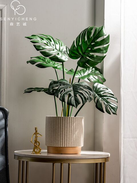 Artificial Monstera Bonsai Fake Tree Potted Plant Indoor Living Room Shop Landscaping Biomimetic Green Plant Decoration Ornament