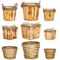 Bamboo straw and rattan baskets green plants large flower pot baskets hand-woven atmospheric fake tree decorative flower baskets