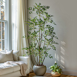 Simulated Green Plant Nandina Bamboo High-End Light Luxury Indoor Large Artificial Tree Plant Floor-Standing Decoration Living Room Tree