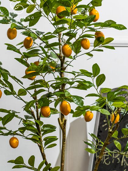 Nordic ins Style Artificial Lemon Tree Fake Tree Green Plant Potted Decoration for Living Room, Window Display, Clothing Store Plant Ornament