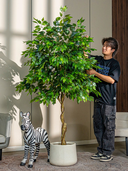 Artificial Green Plant Climbing Banyan Tree Fake Tree Happiness Tree Artificial Plant Living Room Interior Decoration Artificial Tree Floor-Standing Ornament