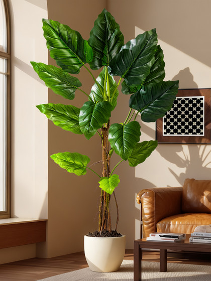 Simulated Tropical Green Plant Monstera Artificial Tree Bionic Plant Indoor Living Room Large Landscaping Floor-Standing Ornament in Antique Style