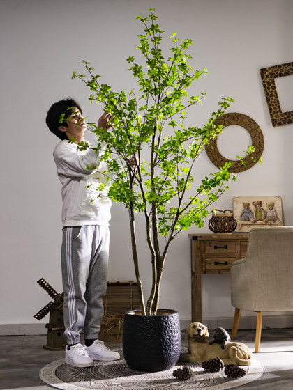 High-End Artificial Tree Japanese Bellflower and Horse-Dranker Tree Green Plant Potted Plant Artificial Tree Indoor Living Room Decoration Ornament