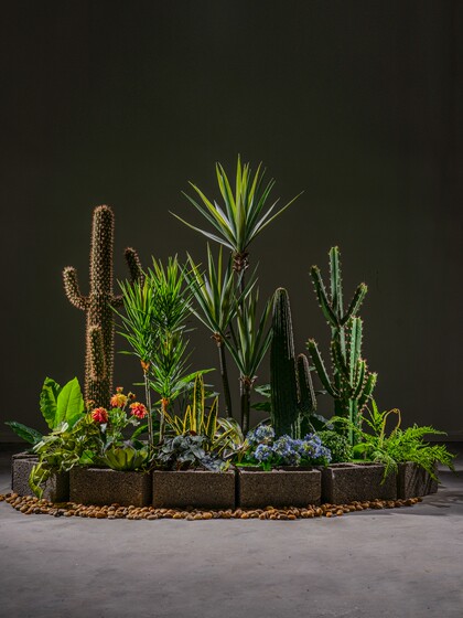Internet-Famous Combination of Artificial Trees, Green Plants, Fake Trees, Floor-Standing Bionic Potted Plants, Indoor Window Display, Staircase Landscaping Decoration
