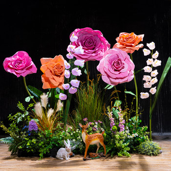 Large Giant Crepe Paper Sunflower Rose Large Paper Flower Artificial Flower Indoor Decoration Ornament Landscape Green Plant Landscaping