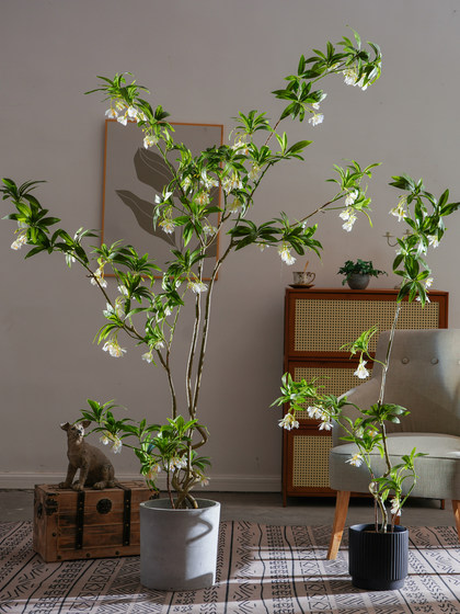 Exquisite Artificial Water Stone Banyan Tree, Fake Plant, Fake Flower Tree, Green Plant, Indoor Living Room Landscaping, Floor-Standing Decorative Ornament