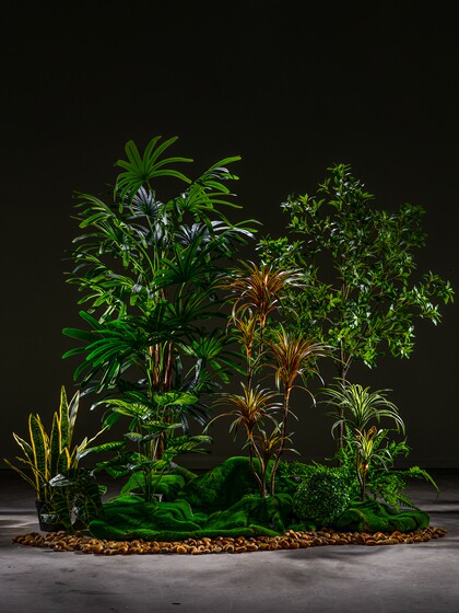 Internet-Famous Combination of Artificial Trees, Green Plants, Fake Trees, Floor-Standing Bionic Potted Plants, Indoor Window Display, Staircase Landscaping Decoration