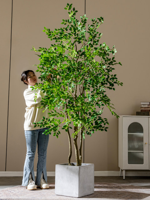 High-End Artificial Large Elm Money Tree, Money Banyan, Bionic Green Plant, Fake Tree, Indoor Living Room Landscaping Plant Decoration Ornament