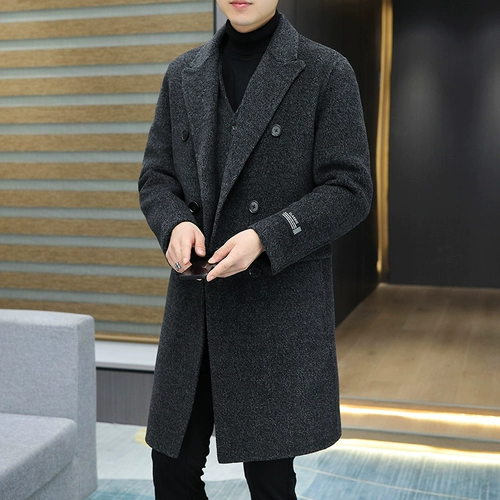 Зимнее двусторонное пальто для мальчиков, длинный утепленный пиджак классического кроя, шерстяной вкладыш с пухом, куртка