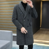 Зимнее двусторонное пальто для мальчиков, длинный утепленный пиджак классического кроя, шерстяной вкладыш с пухом, куртка