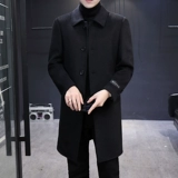 Двусторонное длинное модное пальто для мальчиков, демисезонная шерстяная кашемировая куртка для отдыха, увеличенная толщина