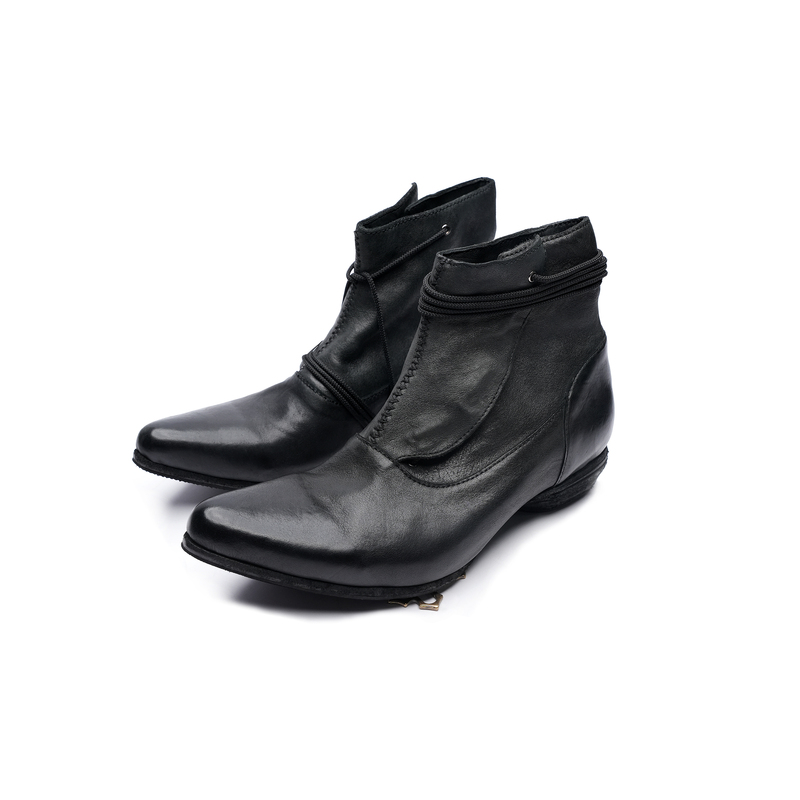 Qige's Shoes/ "Bounty Hunter" Leather Shoes for Men, Dark Avant-Garde Style, Fully Washed and Distressed Kangaroo Leather Chelsea Boots