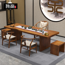 Solid Wood natural side retro Kung Fu tea table and chair combination table conference table log boss Office board long table