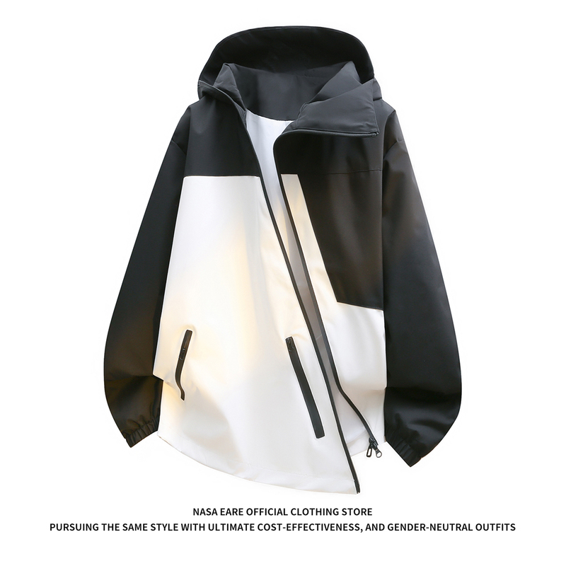 Nasab-Eare Patchwork Color-Block Diagonal Zipper Jacket Men's Couple's Coat Windproof Waterproof Outdoor Mountaineering Clothing