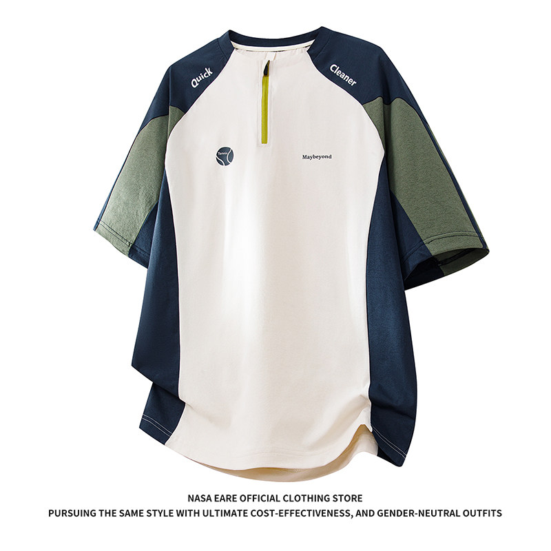 NASAB-EARE アウトドアスポーツ用日焼け防止半袖Tシャツ（男女兼用）、春夏サイクリング＆バドミントンウェア、速乾性トップス