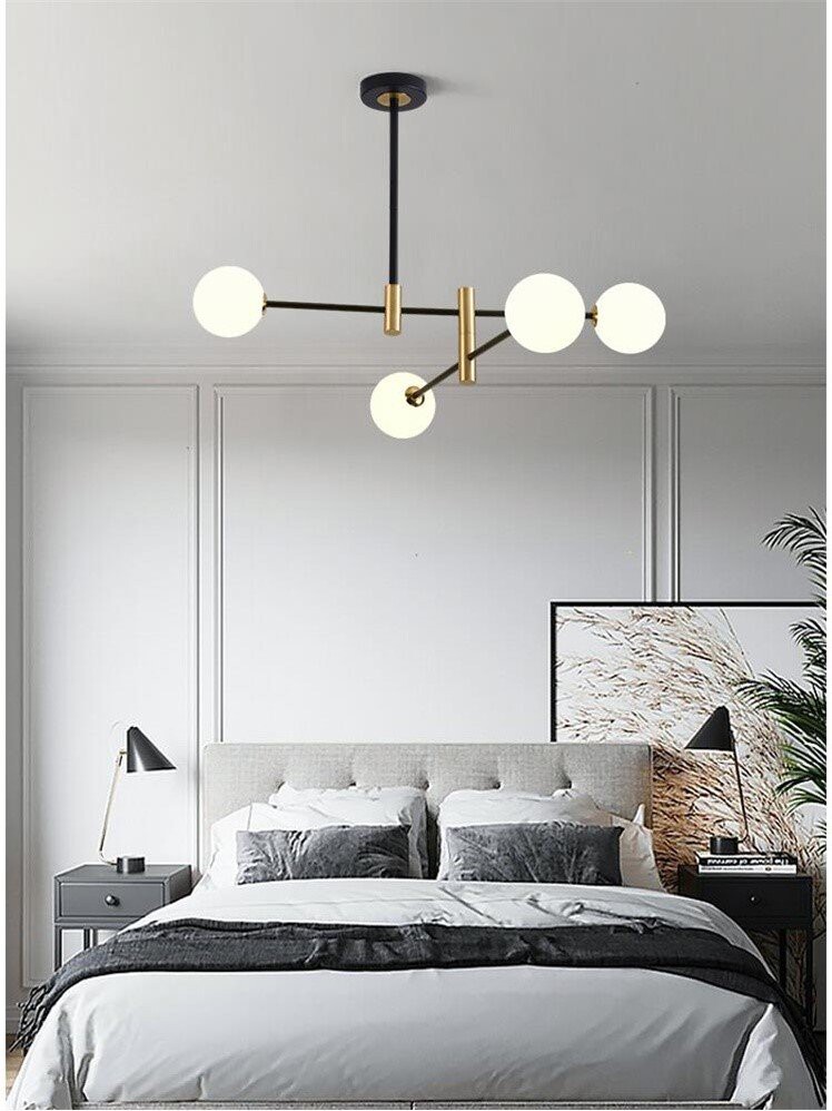 Nordic style magic bean chandelier dining room lamp modern simple and elegant bedroom lamp net red small apartment living room molecular lamp