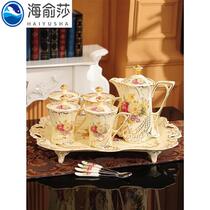 Ceramic water cup set for home living room European simple cup tea cup tea set teapot kettle complete set with tray
