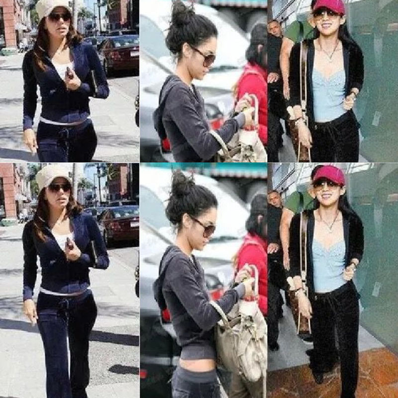 European station star foreign style velvet sports suit female spring fashion sweater slim gold velvet casual wear tide