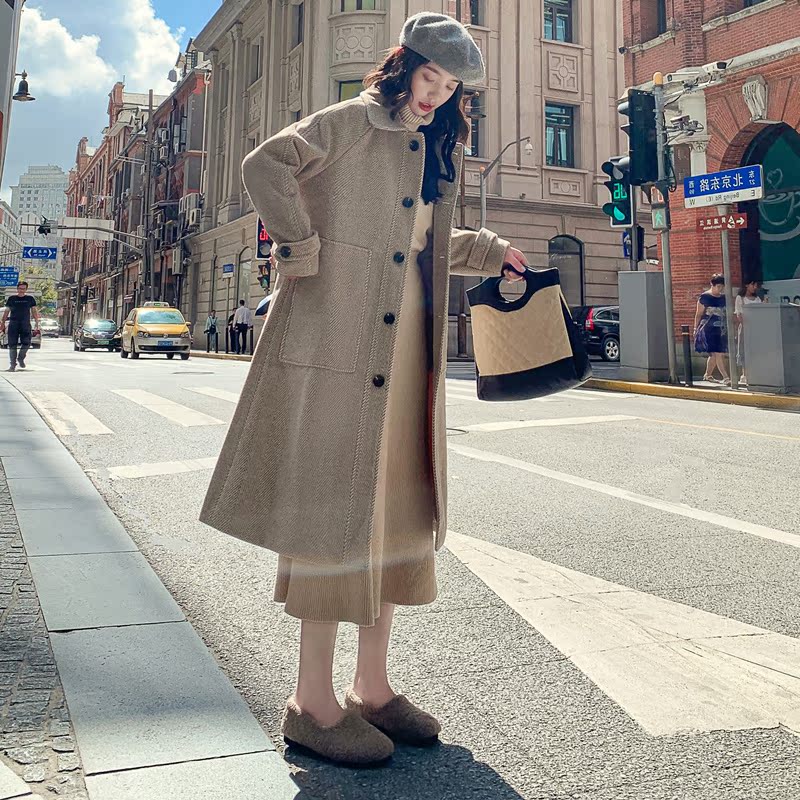 2019 popular Korean version Temperament Thickened Cashmere Wool in the middle of the long version Japanese Gentle Fur Coats Women Winter