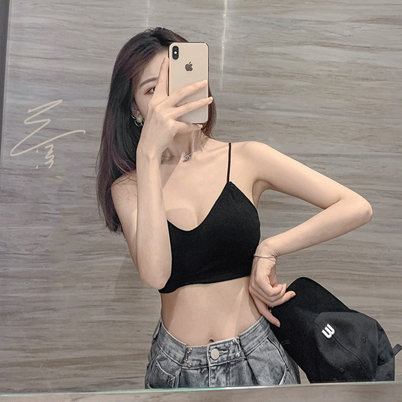 Net red Elegant Short style Open-shoulder External Wearing Blouse Summer Heart-shaped Machine Harness Beating Bottom Bra Vest Wrap Breast Lady Hitch Breast