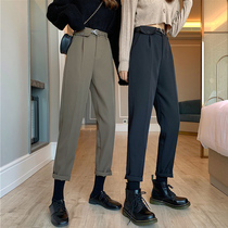 High waist western dress pants woman 2021 Spring autumn new small sub straight cylinder loose slim straight cylinder 90% PANTS SMOKE PIPE PANTS