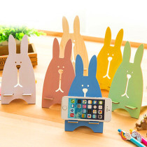 Rabbit Cell Phone Bracket Cute Cartoon Wooden Phone Seat Minimalist Activity Prize Mobile Phone Practical Giver Gift
