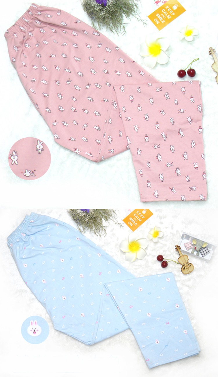 Quần pyjama của phụ nữ Quần cotton dệt kim Mùa xuân và mùa thu Mùa hè Quần cotton Trang chủ Kích thước lớn Quần mặt trăng Hoạt hình Loose Thin - Quần tây quần short nữ