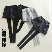 Mùa thu và mùa đông Quần short Hàn Quốc Quần legging giả hai mảnh, phần mỏng của phụ nữ Mặc mỏng cộng với quần nhung dày, quần thể thao - Quần short