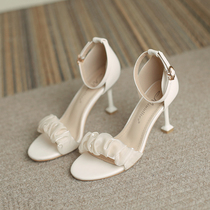 Yerkan Sandals Womens 2022 New Summer Fashion Pure Colors With 100 Hitch Slim Heel High Heel Sandals