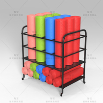 Yoga mat storage basket with wheels artifact organizer multi-layer fitness equipment room foam roller storage rack