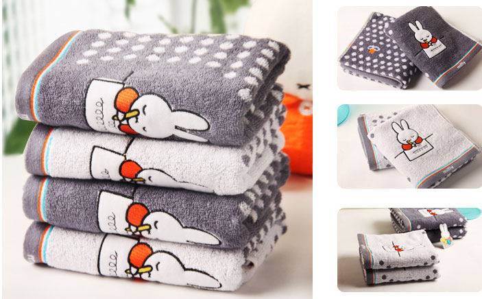 Vàng số Miffy Khăn bông kể satin thêu bông khăn phim hoạt hình dễ thương thấm và thoải mái - Khăn tắm / áo choàng tắm khăn mặt cao cấp