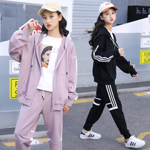 Girl autumn suit 2021 New 12 sports clothes big boy 15 year old girl spring and autumn foreign style fashion two-piece set