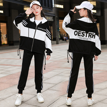 12 female child suit 2021 new autumn Western style 13 girls 15 years old girl Autumn sportswear three sets 14