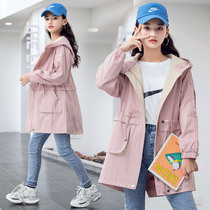 Girls windbreaker Mid-length 2021 New Autumn 12-year-old Western Tong Boy Autumn 13 Girls Coat Top 15