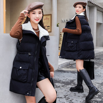 Girls autumn and winter clothes 2021 vest in the big childrens foreign atmosphere long down cotton horse clip girls shoulder 15-year-old wear