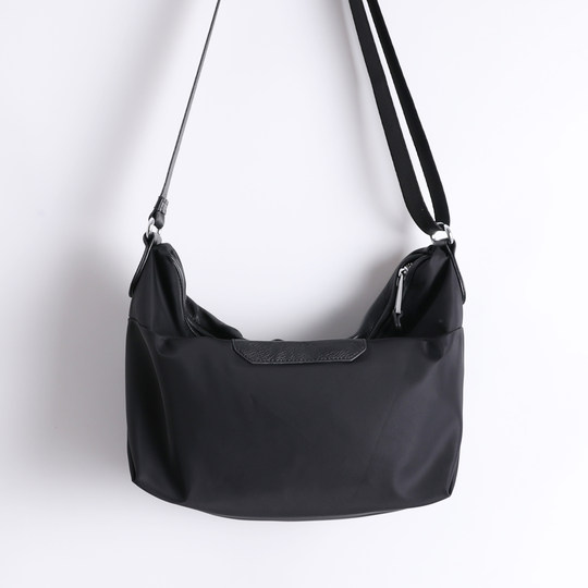 European and American Crescent Bag soft leather shoulder bag nylon with first layer cowhide casual women's bag large capacity Oxford cloth cross-body bag