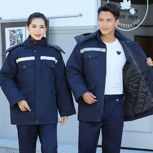 Зимняя хлопковая куртка, длинный светоотражающий износостойкий удерживающий тепло комплект, средней длины, увеличенная толщина, делается под заказ