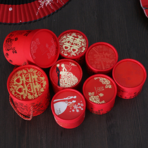 Wedding supplies wedding Double Happy bucket cylinder candy box creative round candy bag Chinese style candy box