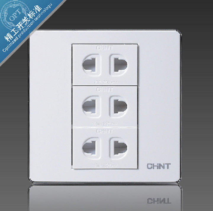Zhengtai Electric 22 2nd inserted six holes 6 holes socket wall power switch socket panel 10A NEW9 Ybai
