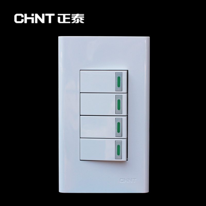 Zhengtai Electrician Wall Switch Socket 120 Type Small 4 Open NEW9 Four Switch Four Open Double Cut Switch Panel
