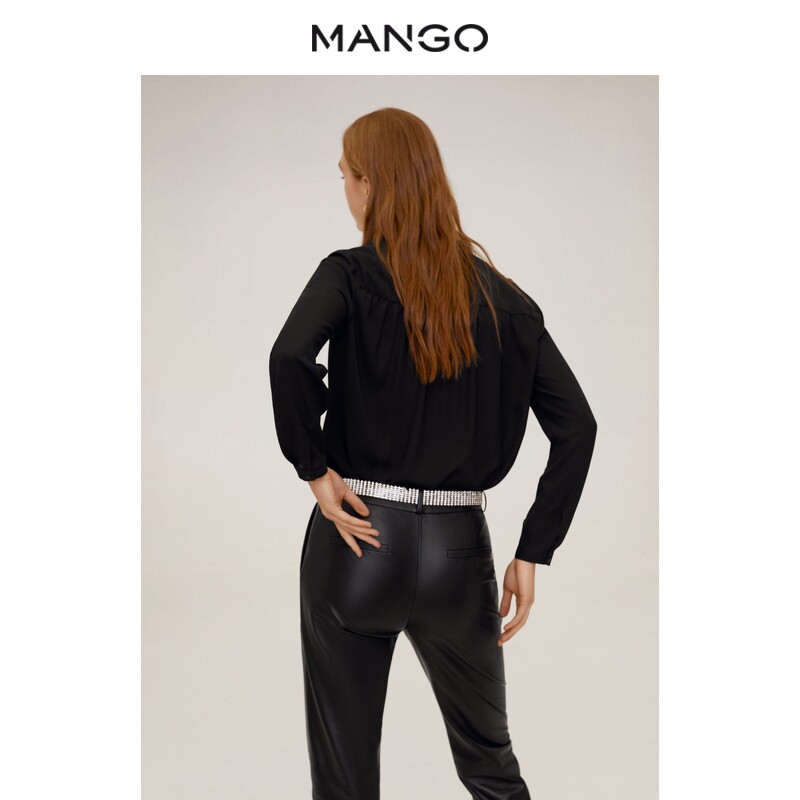 MANGO Летняя рубашка, ткань, 2020, V-образный вырез