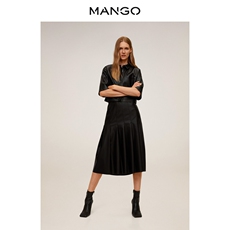 женская рубашка mango女装衬衫2020秋冬新款短袖落肩车缝系纽扣衬衫
